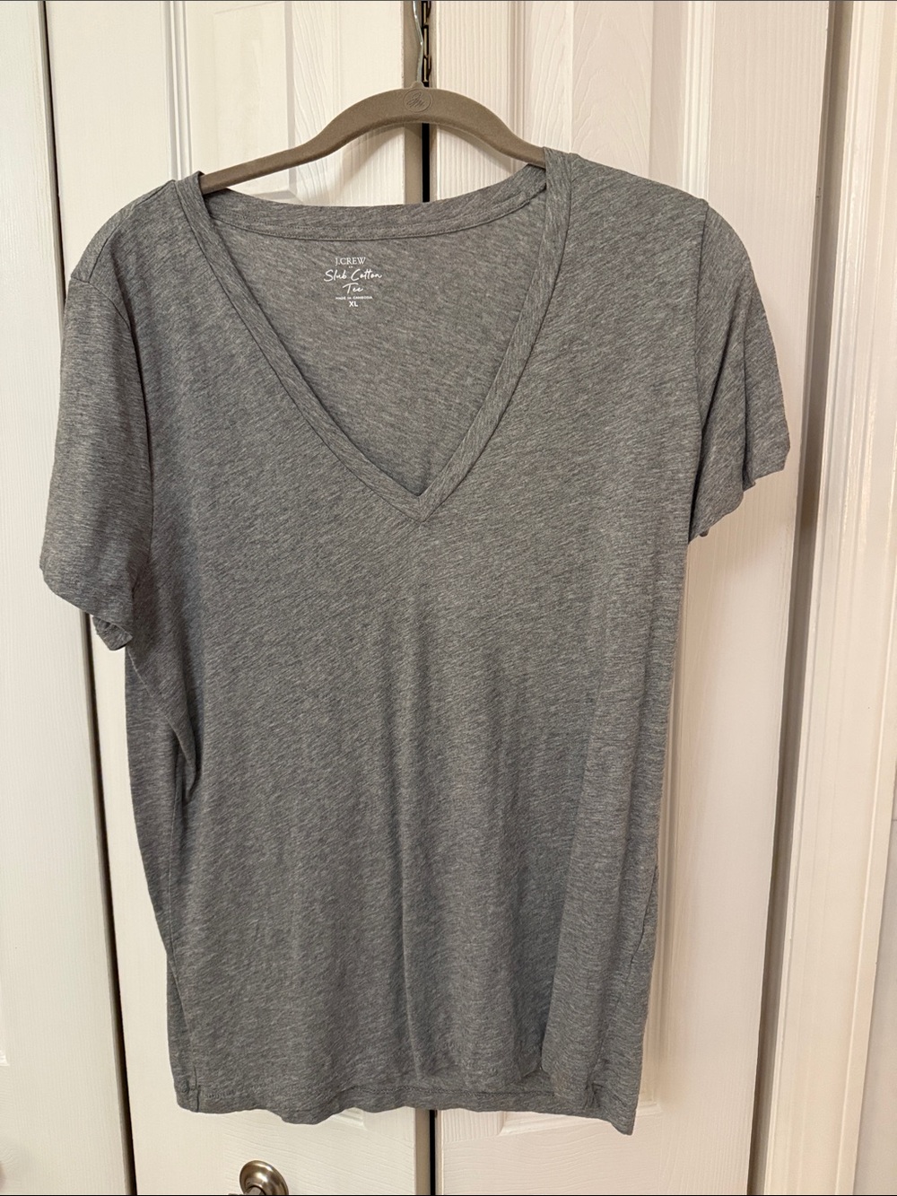 J.Crew Women's Heather Gray Slub Cotton Tee XL